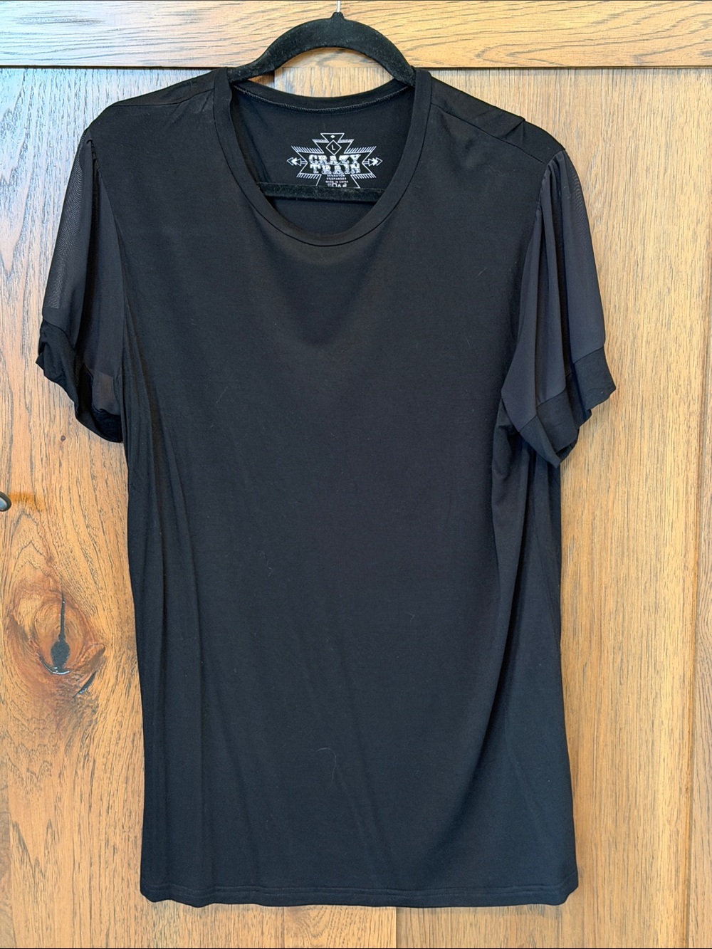 Crazy Train Black Sheer Sleeve Tee